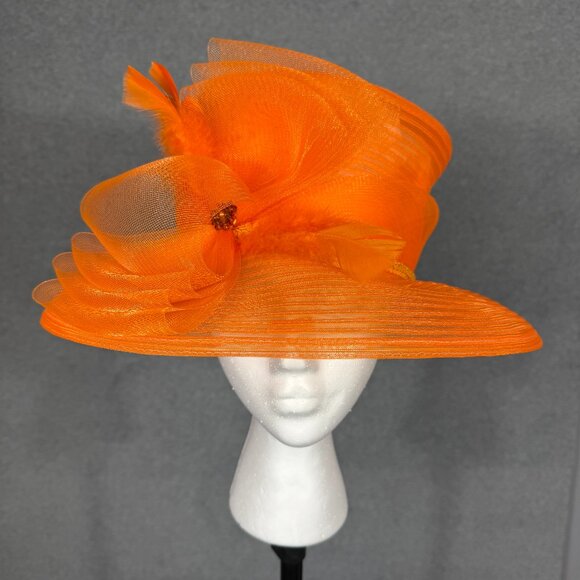 Orange KENTUCKY DERBY HAT or SUNDAY CHURCH SERVICE HAT. - Picture 1 of 4